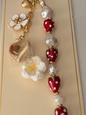Eye Candy Strawberry Charm Beaded Key Charms/Bag Charms